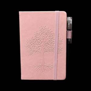 Pink Rose Tree of Life Embossed Small Hardcover Lined Journal with Pen